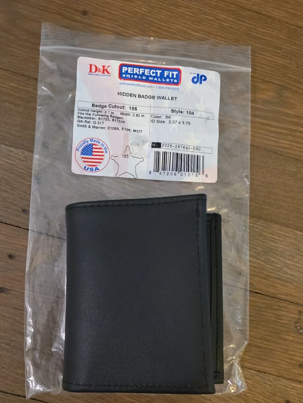 Perfect Fit Shield Wallet: Badge Cutout 185/ Leather/ NEW